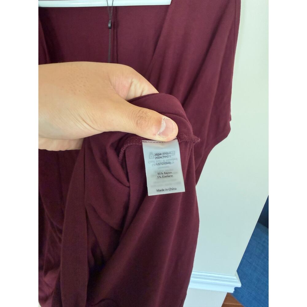 NEW Universal Standard | Going Out Preppy Drape Front Top in Wine Sz 18/20 - Picture 4 of 6